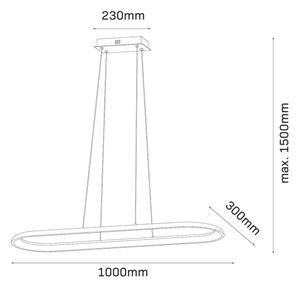 Lustră LED CASHMERE pe cablu, 80 W, 230 V, 30 x 100 cm, bej