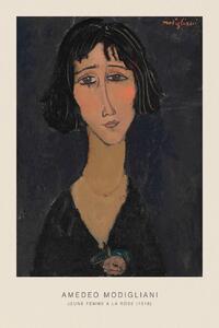 Artă imprimată Jeune femme a la rose, Margherita (Portrait of a Beautiful Girl) - Amedeo Modigliani, (26.7 x 40 cm)
