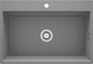 Deante Magnetic, chiuvetă din granit cu 1 cameră 760x520x220mm, gri metalic, DEA-ZRM_S10B