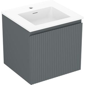 Mexen Rivel, mobilier baie 50 cm cu lavoar Otis, 1 sertar, canelat, grafit mat/alb mat, 91A20-05047-1-BF66-W18M01