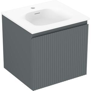Mexen Rivel, mobilier baie 50 cm cu lavoar Vela, 1 sertar, canelat, grafit mat/alb mat, 91A20-05047-1-BF66-W23M01