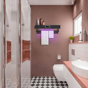 Uscător prosoape baie sau bucatarie cu sterilizator UV, pe perete, 60 cm, 450W, ElectricSun Standard negru
