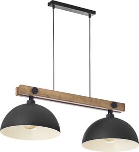 TK Lighting Oslo lampă suspendată 2x60 W negru-lemn 1706
