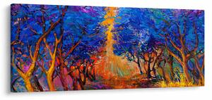 Tablou - Coroane de copac de toamnă, impresionism modern (120x50 cm)