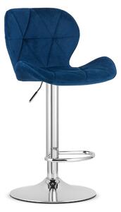 Scaun Bar Kross Catifea Albastru, Baza Cromata