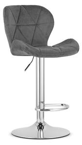 Scaun Bar Kross Catifea Gri, Baza Cromata