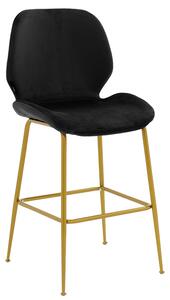 Scaun Bar Ippas Catifea Neagra Picioare Aurii
