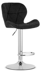 Scaun Bar Kross Catifea Negru, Baza Cromata