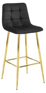 Scaun Bar Simon Catifea Negru, Picioare Aurii
