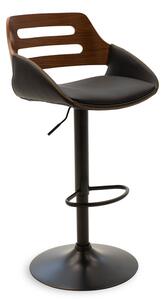 Scaun Bar Zyllo Spatar Lemn, Tapiterie Piele Ecologica Neagra, Baza Neagra