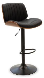 Scaun Bar Zyrenn Spatar Lemn, Tapiterie Piele Ecologica Neagra, Baza Neagra