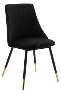 Scaun Bucatarie/Dining Grysell Catifea Neagru Picioare Negre-Auriu