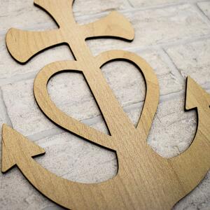 DUBLEZ | Decorațiune din lemn pentru perete - Simbol inimă, ancoră, cruce