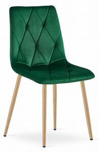 Scaun Bucatarie/Dining Fido Picioare Finisaj Lemn, Catifea Verde