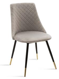 Scaun Bucatarie/Dining Grysell Catifea Gri Picioare Negre-Auriu