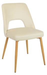 Scaun Bucatarie/Dining Mussan Catifea Bej, Picioare Metalice Finisaj Lemn
