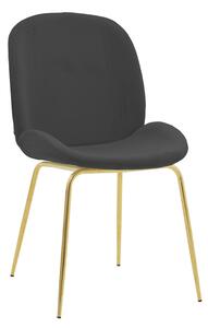 Scaun Bucatarie/Dining Milnos Catifea Gri Inchis, Picioare Aurii