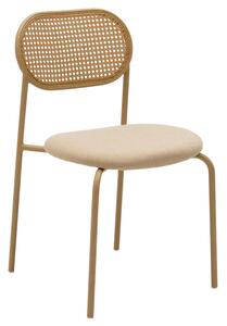 Scaun Bucatarie/Dining Jacks Cadru Metalic Spatar Rattan Sezut Tapitat Texitl Bej