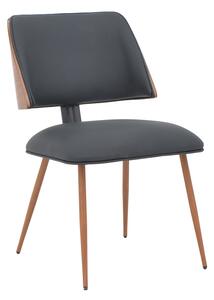 Scaun Bucatarie/Dining Ulmos Piele Ecologica Negru, Picioare Metalice Finisaj Lemn