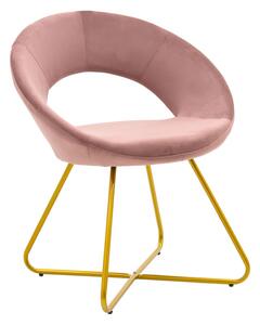 Scaun Bucatarie/Dining Vanilla Catifea Roz Cadru Metalic Auriu