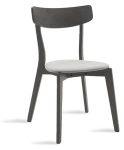 Scaun Bucatarie/Dining Torkan Lemn De Cauciuc Finisaj Gri Antracit Sezut Tapiterie Textila Gri