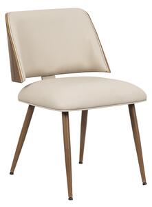 Scaun Bucatarie/Dining Ulmos Piele Ecologica Bej, Picioare Metalice Finisaj Lemn