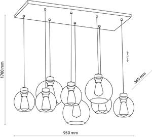 TK Lighting Cubus lampă suspendată mai mult de 6x15 W negru 4113