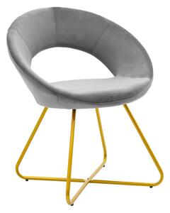 Scaun Bucatarie/Dining Vanilla Catifea Gri Cadru Metalic Auriu