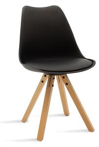 Scaun Bucatarie/Dining Virgon Sezut Tapitat Piele Ecologica Negru