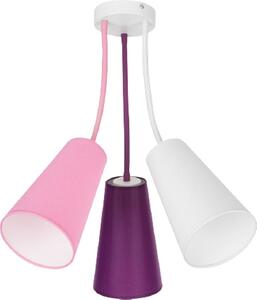 TK Lighting Wire Kids lampă suspendată 3x15 W alb-roz-violet 1711