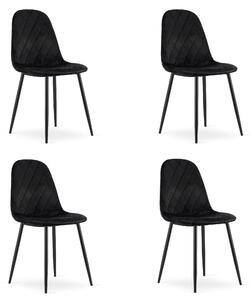 Set 4 Scaune Bucatarie/Dining Askora Catifea Negru