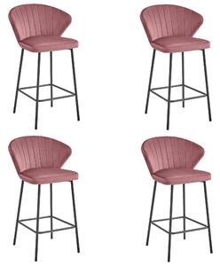 Set 4 Scaune Bar Kors Catifea Roz