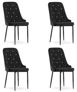 Set 4 Scaune Bucatarie/Dining Tiavana Catifea Negre