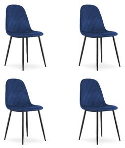 Set 4 Scaune Bucatarie/Dining Askora Catifea Albastra