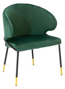 Scaun Tip Fotoliu Bucatarie/Dining Nissa Catifea Verde Picioare Negre-Aurii