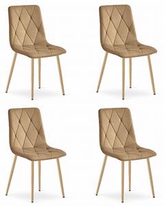 Set Scaune 4 Bucatarie/Dining Fido Picioare Finisaj Lemn, Catifea Maro