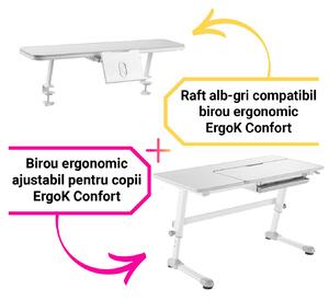 Birou ergonomic ajustabil pentru copii ErgoK Confort Gri + Raft ErgoK Confort -Protecție Pardosea CADOU!