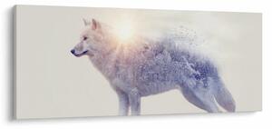 Tablou - Lupul arctic oglindit în peisaj sălbatic (120x50 cm)