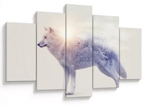 Tablou - Lupul arctic oglindit în peisaj sălbatic (150x105 cm)