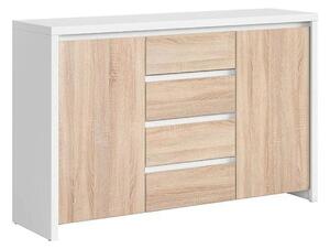 Comoda KASPIAN KOM2D4S, alb/stejar sonoma, PAL, 144x41x92 cm