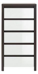 Comoda KASPIAN KOM5S, alb lucios/wenge, PAL, 56x41x113 cm