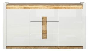 Comoda ALAMEDA, alb/stejar, PAL, 172x41x97 cm