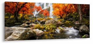 Tablou - Cascade în pădurea portocalie (120x50 cm)