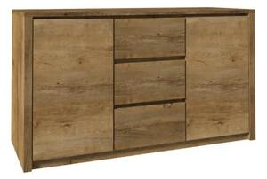 Comoda MONTANA K2DP, stejar lefkas inchis, PAL melaminat, 140x43x80 cm