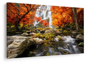 Tablou - Cascade în pădurea portocalie (90x60 cm)