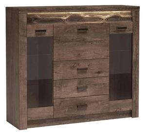 Comoda INFINITY I-08, frasin inchis, PAL melaminat, 137x42x122 cm