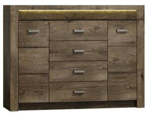 Comoda INFINITY I-07, frasin inchis, PAL melaminat, metal, 137x42x104