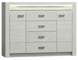 Comoda INFINITY 07, frasin alb, PAL melaminat, 137x42x104 cm
