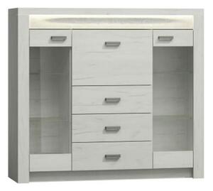 Comoda INFINITY I-08, frasin alb, PAL melaminat, 137x42x122 cm