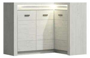 Comoda de colt INFINITY I-15, frasin alb, PAL melaminat/metal, 131/90x
